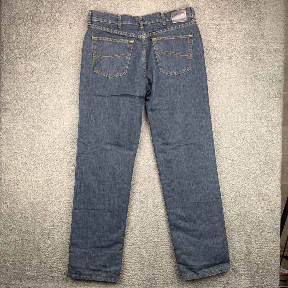 Lee Mens Relaxed Fit Fleece Lined Jeans Dark Wash Blue Denim 2055791 34x34